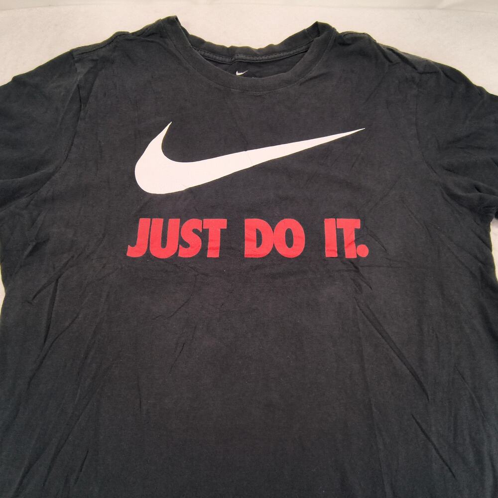 Nike Tee Just Do It Short Sleeve Casual Crew Neck Shirt Mens Size Large L Black